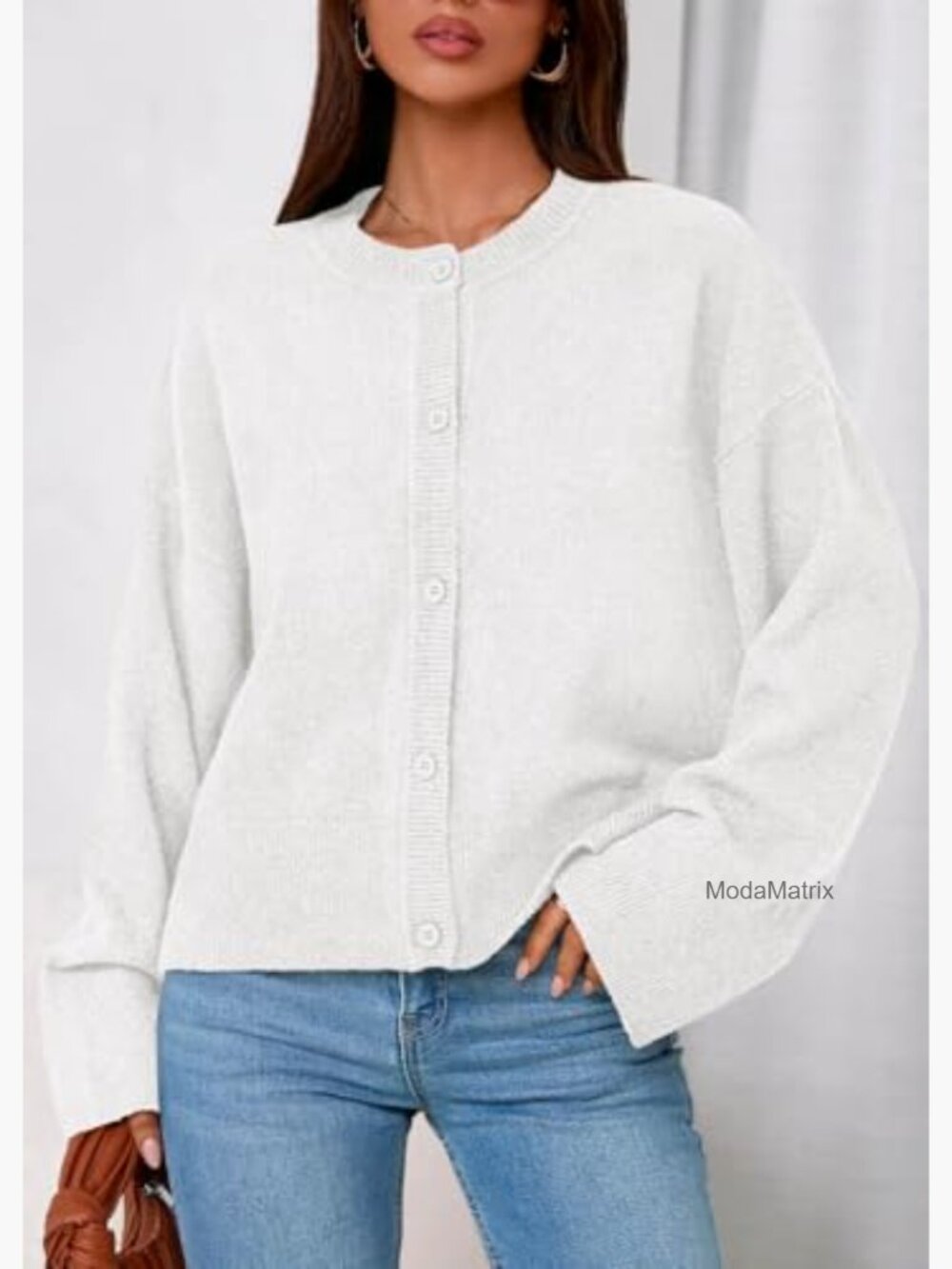 Oversized Puff Long Sleeve Button Up Cardigan Sweater Chunky Casual Fall - Picture 5 of 7